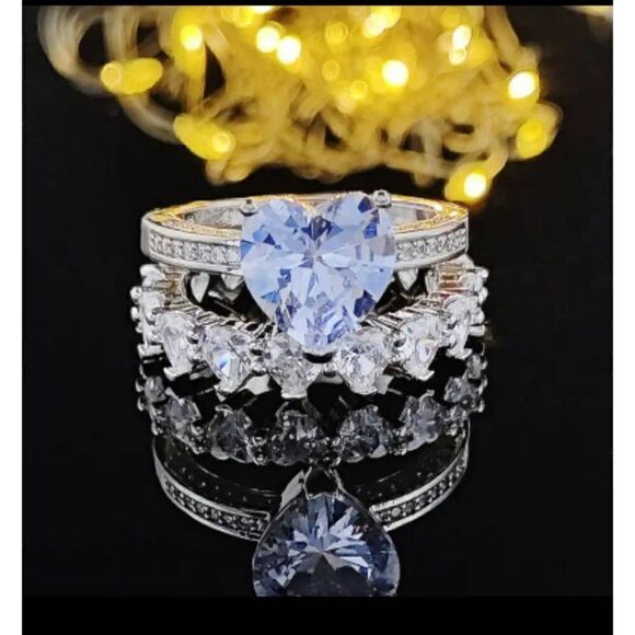 COPY - Heart Zircon Double Band Ring For Anniversary Gift Jewelry - Picture 5 of 5